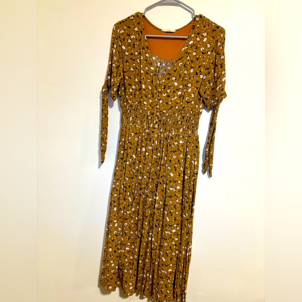 JessaKae Brown Floral Midi Dress